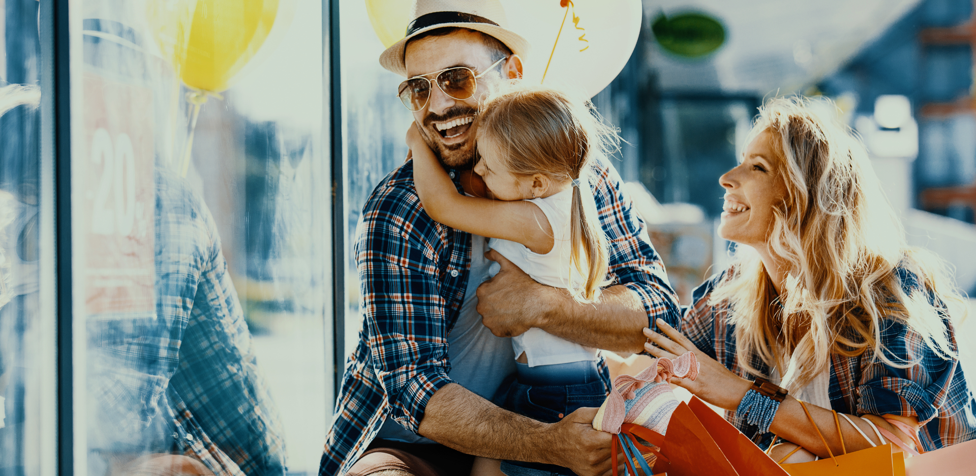Happy shopping family